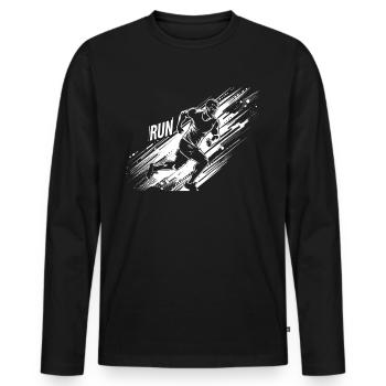 Conception de course pour les coureurs au marathon - T-shirt manches longues Premium bio Homme - noir - Devant - Nico (187cm)