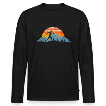 Conception de course pour les coureurs au marathon - T-shirt manches longues Premium bio Homme - noir - Devant - Nico (187cm)