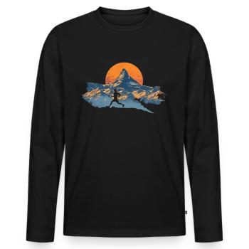 Running design for runners at the marathon - Men's Premium Organic Long Sleeve Shirt - black - Front - Nico (187cm)