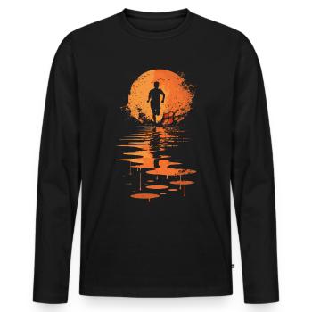 Laufdesign Für Läufer Beim Marathon - Männer Premium Bio Langarmshirt - Schwarz - Vorne - Nico (187cm)