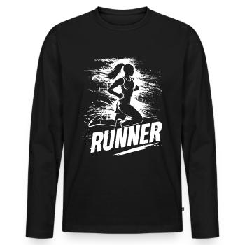 Laufdesign Für Läufer Beim Marathon - Männer Premium Bio Langarmshirt - Schwarz - Vorne - Nico (187cm)