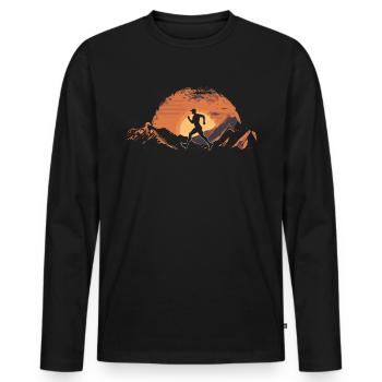 Laufdesign Für Läufer Beim Marathon - Männer Premium Bio Langarmshirt - Schwarz - Vorne - Nico (187cm)