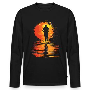 Conception de course pour les coureurs au marathon - T-shirt manches longues Premium bio Homme - noir - Devant - Nico (187cm)