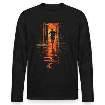 Conception de course pour les coureurs au marathon - T-shirt manches longues Premium bio Homme - noir - Devant - Nico (187cm)