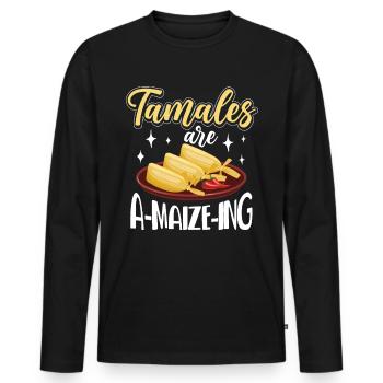 Cuisine mexicaine Tamale - T-shirt manches longues Premium bio Homme - noir - Devant - Nico (187cm)