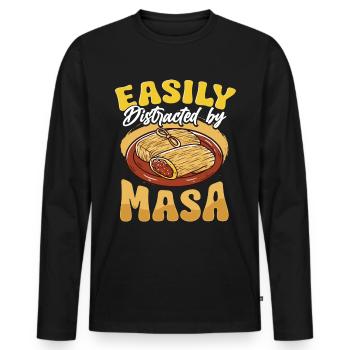 Cuisine mexicaine Tamale - T-shirt manches longues Premium bio Homme - noir - Devant - Nico (187cm)