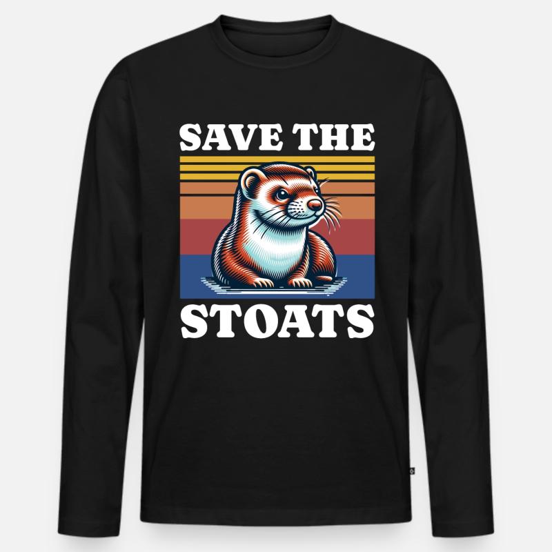 Save Stoat - Männer Premium Bio Langarmshirt - Schwarz