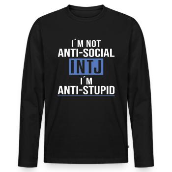 Personnalité Intj : Introvertis - T-shirt manches longues Premium bio Homme - noir - Devant - Nico (187cm)