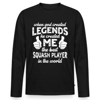 Best Squash Player Legend - Men's Premium Organic Long Sleeve Shirt - black - Front - Nico (187cm)