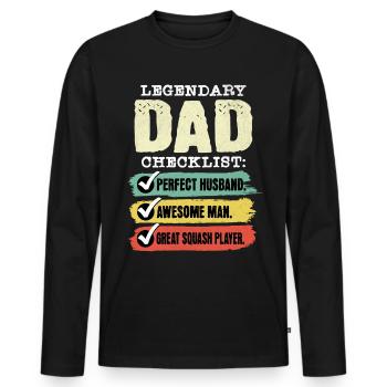 Papa Squashspieler Vatertag - Männer Premium Bio Langarmshirt - Schwarz - Vorne - Nico (187cm)