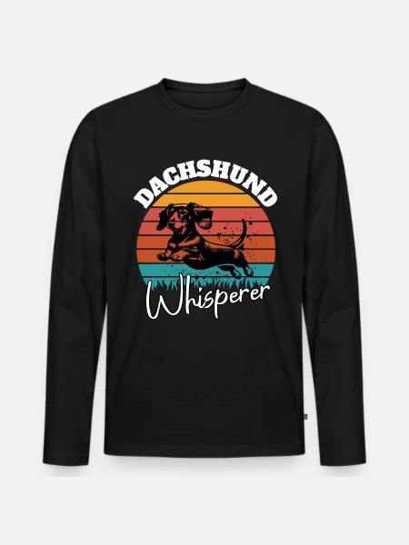 Dackel Flüsterer - Männer Premium Bio Langarmshirt - Schwarz