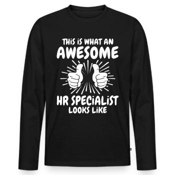 HR Specialist - Men's Premium Organic Long Sleeve Shirt - black - Front - Nico (187cm)