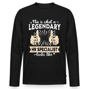 Spécialiste légendaire des ressources humaines - T-shirt manches longues Premium bio Homme - noir - Devant - Nico (187cm)