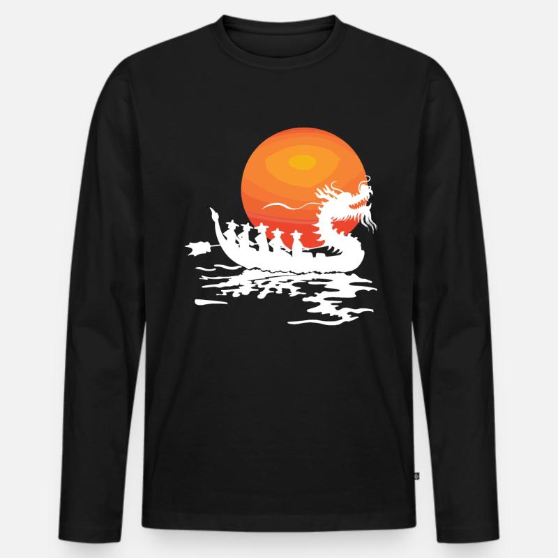 Lustiges Drachenboot-paddel - Männer Premium Bio Langarmshirt - Schwarz