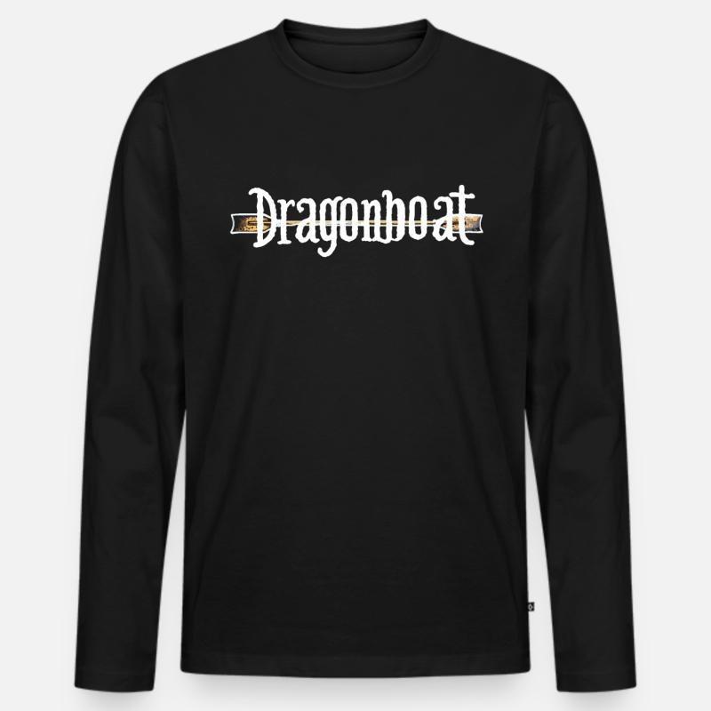 Lustiges Drachenboot-paddel - Männer Premium Bio Langarmshirt - Schwarz