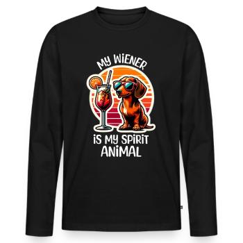 Cocktail teckel - T-shirt manches longues Premium bio Homme - noir - Devant - Nico (187cm)
