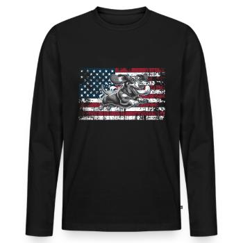 Dachshund US - Men's Premium Organic Long Sleeve Shirt - black - Front - Nico (187cm)