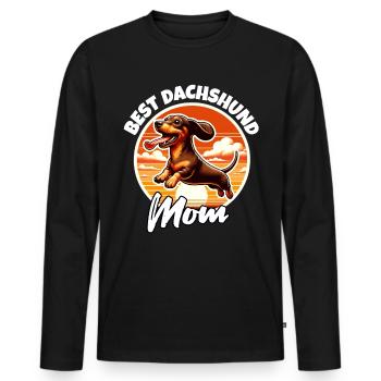 Maman teckel - T-shirt manches longues Premium bio Homme - noir - Devant - Nico (187cm)