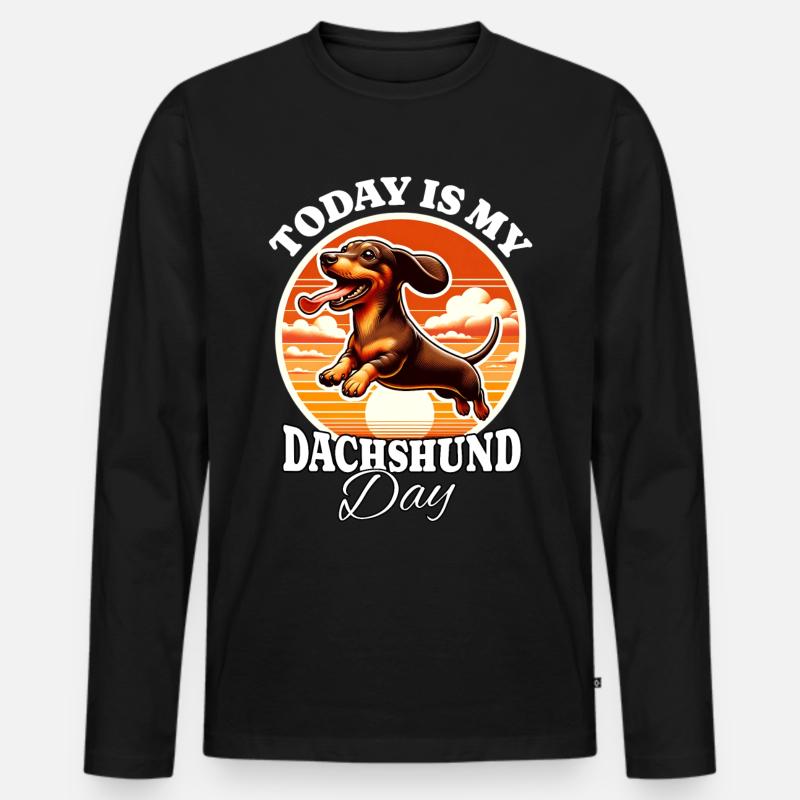 Dackel - Männer Premium Bio Langarmshirt - Schwarz