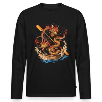 Lustiges Drachenboot-paddel - Männer Premium Bio Langarmshirt - Schwarz - Vorne - Nico (187cm)
