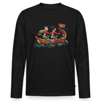 Lustiges Drachenboot-paddel - Männer Premium Bio Langarmshirt - Schwarz - Vorne - Nico (187cm)