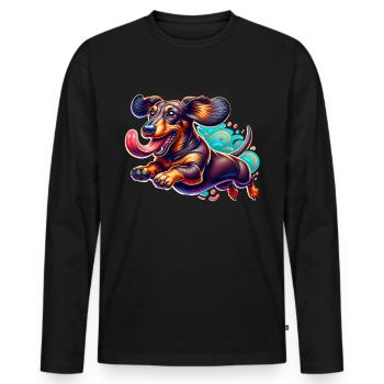 Teckel - T-shirt manches longues Premium bio Homme - noir - Devant - Nico (187cm)