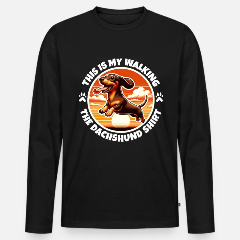 Lustige Dackel Sprüche - Männer Premium Bio Langarmshirt - Schwarz