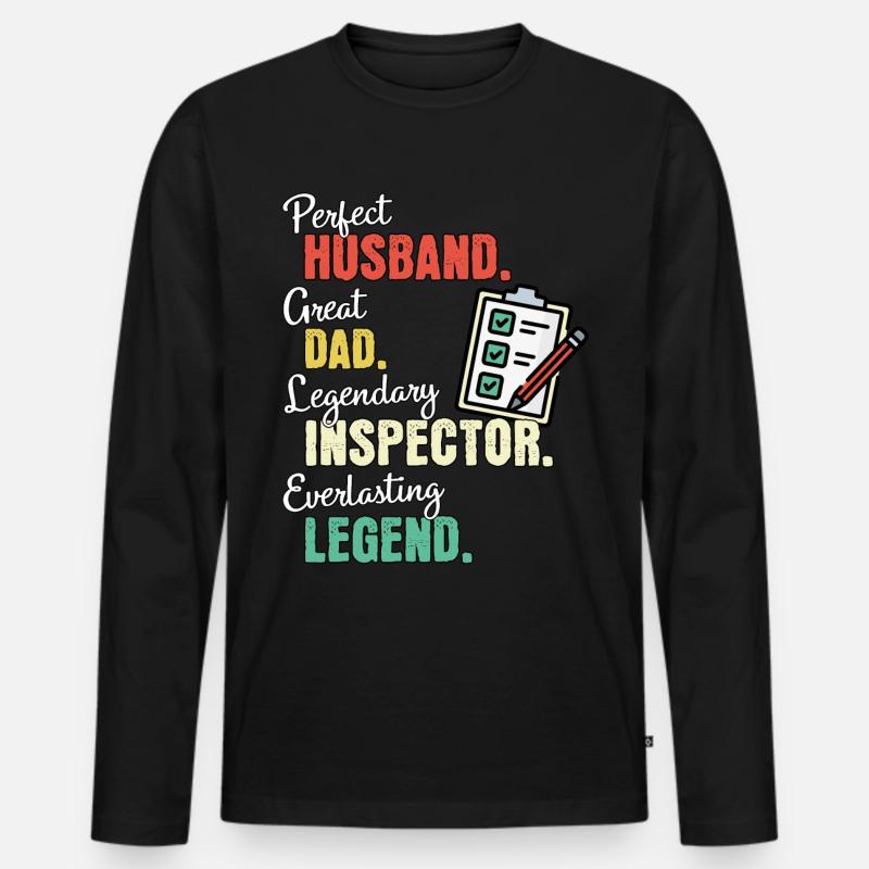 Inspektor Papa - Männer Premium Bio Langarmshirt - Schwarz