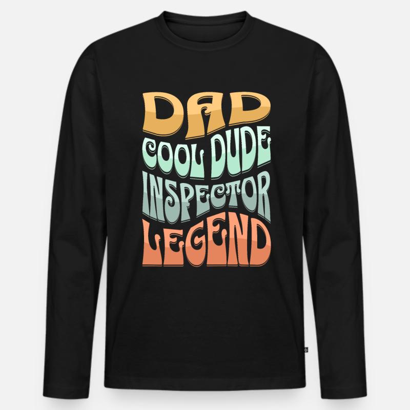 Papa Inspektor - Männer Premium Bio Langarmshirt - Schwarz