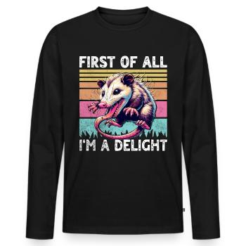 Opossum - Männer Premium Bio Langarmshirt - Schwarz - Vorne - Nico (187cm)