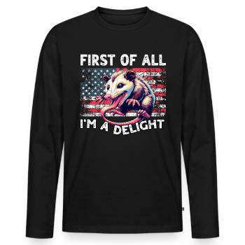 Opossum - Männer Premium Bio Langarmshirt - Schwarz - Vorne - Nico (187cm)
