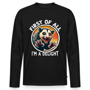 Opossum - Männer Premium Bio Langarmshirt - Schwarz - Vorne - Nico (187cm)