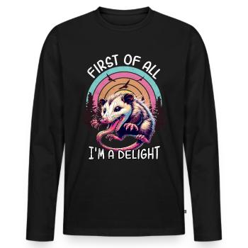 Opossum - Männer Premium Bio Langarmshirt - Schwarz - Vorne - Nico (187cm)