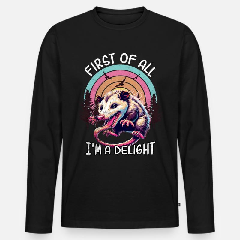 Opossum - Männer Premium Bio Langarmshirt - Schwarz
