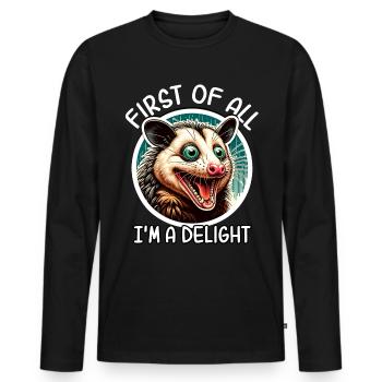 Opossum - Männer Premium Bio Langarmshirt - Schwarz - Vorne - Nico (187cm)