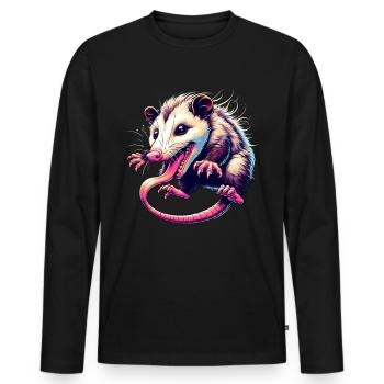 Opossum - Männer Premium Bio Langarmshirt - Schwarz - Vorne - Nico (187cm)