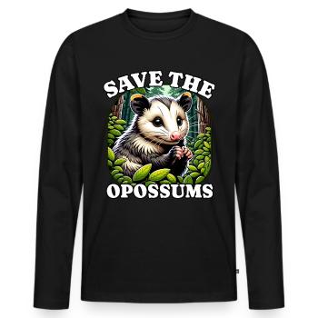 Save Opossum - Men's Premium Organic Long Sleeve Shirt - black - Front - Nico (187cm)