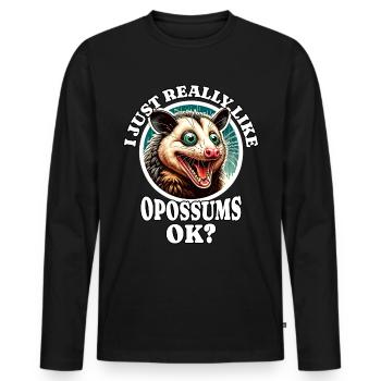 I Love Opossum Saying - Men's Premium Organic Long Sleeve Shirt - black - Front - Nico (187cm)