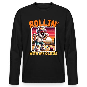Drôle de dicton de boule de pétanque - T-shirt manches longues Premium bio Homme - noir - Devant - Nico (187cm)