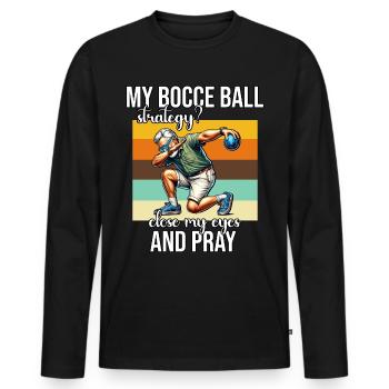 Drôle de dicton de boule de pétanque - T-shirt manches longues Premium bio Homme - noir - Devant - Nico (187cm)