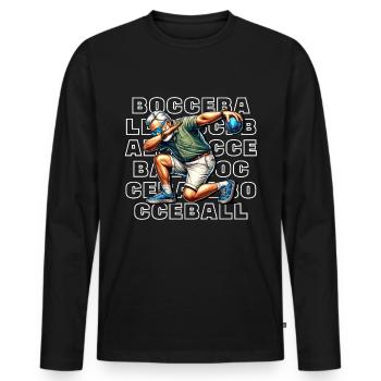 Boule de pétanque - T-shirt manches longues Premium bio Homme - noir - Devant - Nico (187cm)