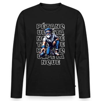 Petanque - Men's Premium Organic Long Sleeve Shirt - black - Front - Nico (187cm)
