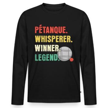 Petanque Whisperer Petanque Legend - Men's Premium Organic Long Sleeve Shirt - black - Front - Nico (187cm)