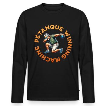 Petanque Winner - Men's Premium Organic Long Sleeve Shirt - black - Front - Nico (187cm)