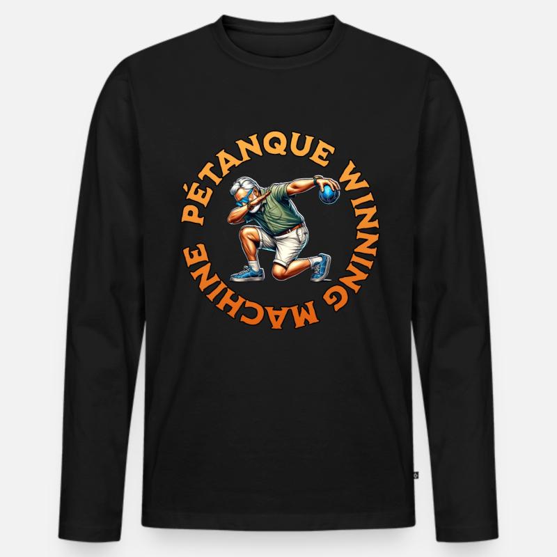 Petanque Gewinner - Männer Premium Bio Langarmshirt - Schwarz