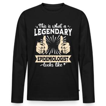 Épidémiologiste légendaire - T-shirt manches longues Premium bio Homme - noir - Devant - Nico (187cm)