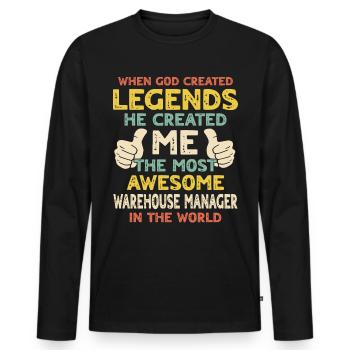 Responsable d’entrepôt - T-shirt manches longues Premium bio Homme - noir - Devant - Nico (187cm)