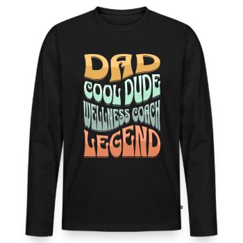 Papa Wellness Coach - Männer Premium Bio Langarmshirt - Schwarz - Vorne - Nico (187cm)