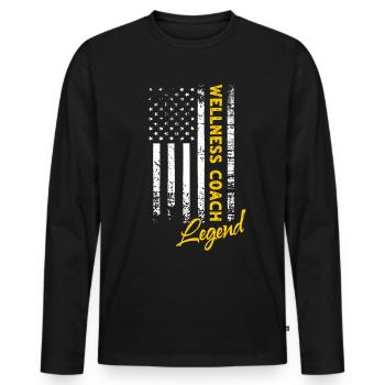 Wellness Coach Legende - Männer Premium Bio Langarmshirt - Schwarz - Vorne - Nico (187cm)