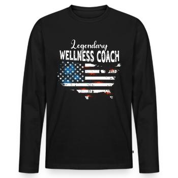 Wellness Coach US - Männer Premium Bio Langarmshirt - Schwarz - Vorne - Nico (187cm)